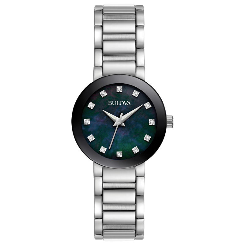 Main Image 1 of Ladies' Bulova Diamond Accent Watch with Black Mother-of-Pearl Dial (Model: 96P172)