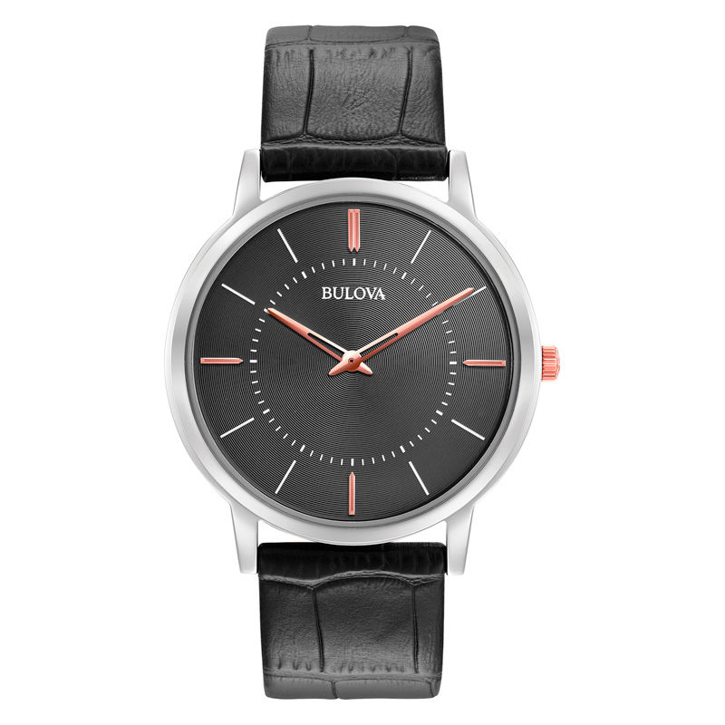 Main Image 1 of Men's Bulova Classic Strap Watch with Grey Dial (Model: 98A167)