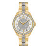 Thumbnail Image 1 of Ladies' Bulova Crystal Accent Gold-Tone Watch with Silver-Tone Dial (Model: 98L228)