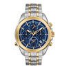 Thumbnail Image 1 of Men's Bulova Precisionist Chronograph Two-Tone Watch with Dark Blue Dial (Model: 98B276)