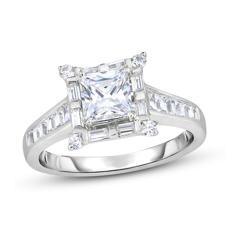 1-7/8 CT. T.W. Princess-Cut Diamond Frame Engagement Ring in 14K White Gold