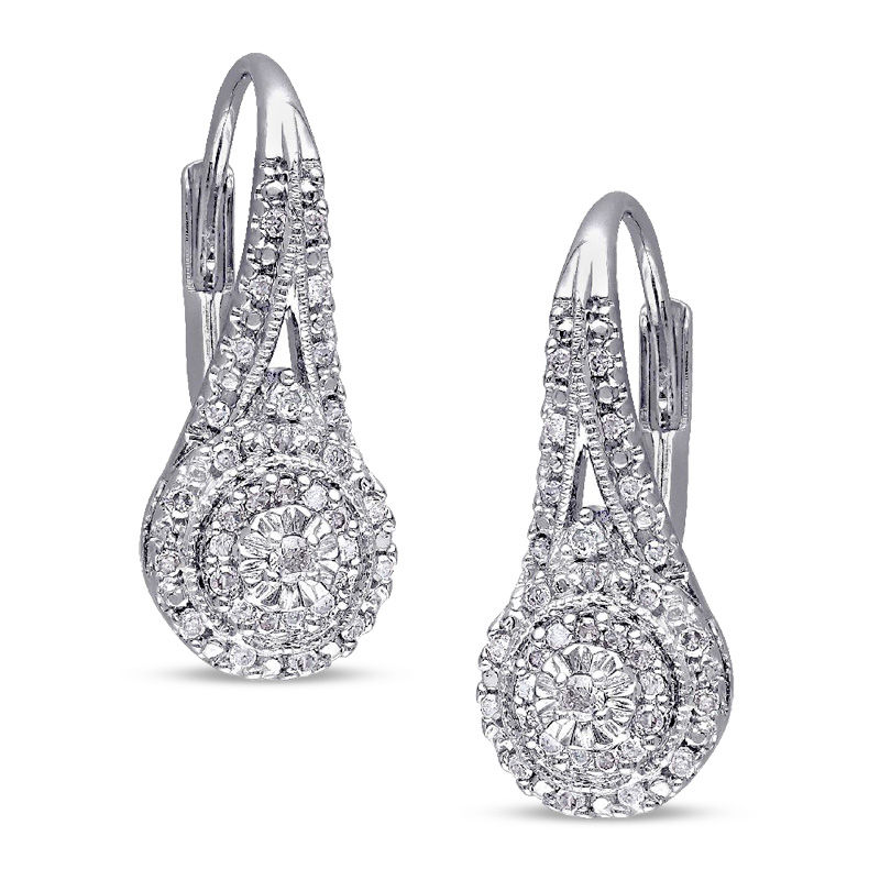 Main Image 1 of 1/4 CT. T.W. Composite Diamond Vintage-Style Drop Earrings in Sterling Silver