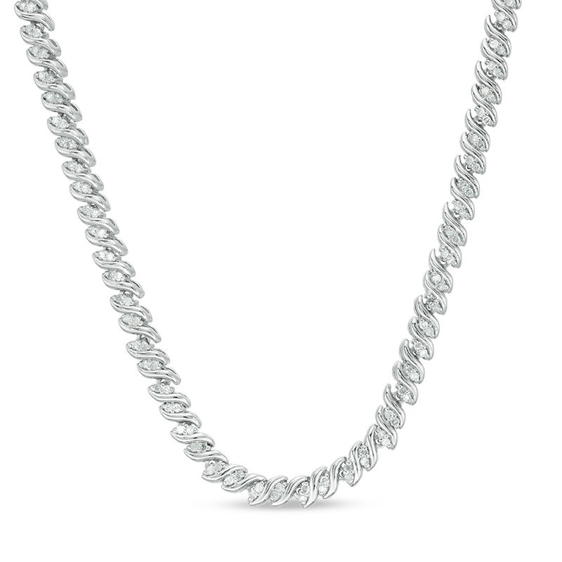 1 CT. T.W. Diamond Tennis Necklace in Sterling Silver - 17"