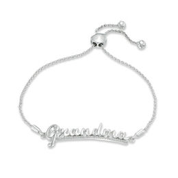 1/10 CT. T.W. Diamond "Grandma" Bolo Bracelet in Sterling Silver - 9.5"