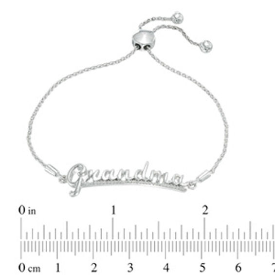 1/10 CT. T.w. Diamond "Grandma" Bolo Bracelet in Sterling Silver - 9.5"
