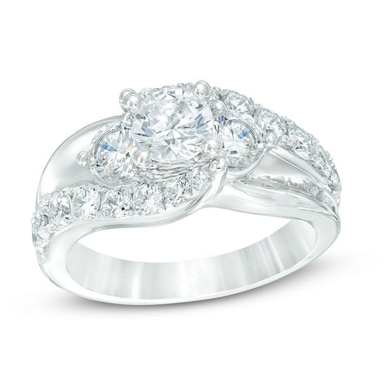 2 CT. T.w. Diamond Past Present FutureÂ® Bypass Engagement Ring in 14K White Gold