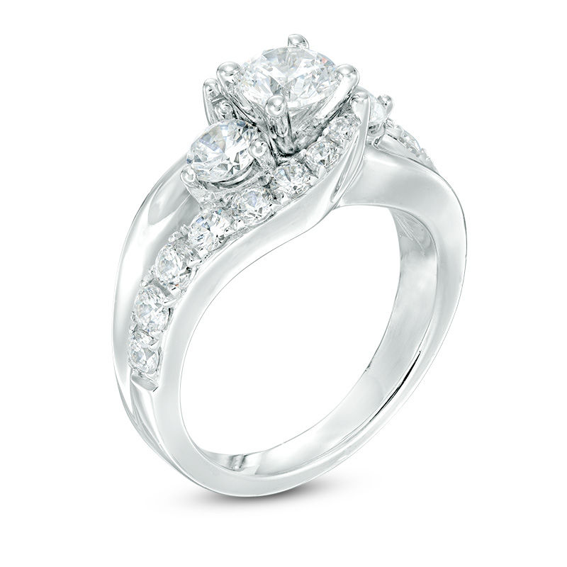 Main Image 2 of 2 CT. T.W. Diamond Past Present Future® Bypass Engagement Ring in 14K White Gold