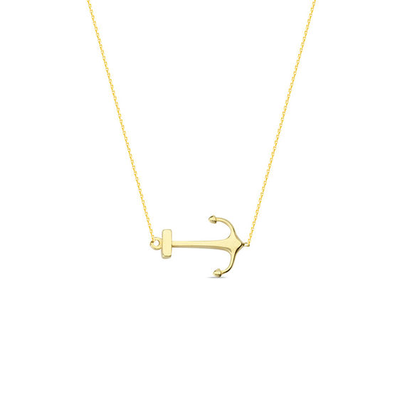 Sideways Anchor Necklace In 14k Gold Exclusives Sideways Anchor Necklace In 14k Gold