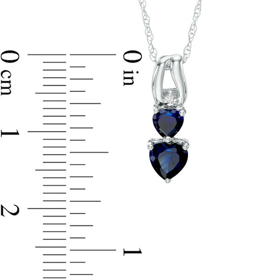 Heart-Shaped Lab-Created Blue Sapphire and Diamond Accent Pendant in 10K White Gold