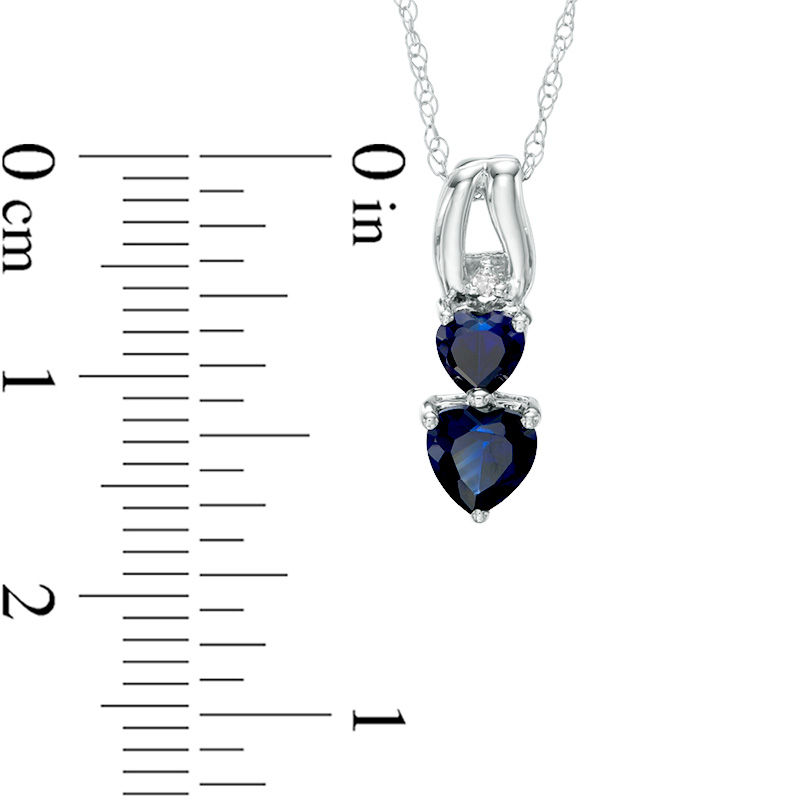 Main Image 2 of Heart-Shaped Lab-Created Blue Sapphire and Diamond Accent Pendant in 10K White Gold