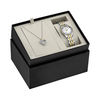 Thumbnail Image 0 of Ladies' Bulova Crystal Accent Two-Tone Watch with Mother-of-Pearl Dial and Heart Pendant Box Set (Model: 98X113)