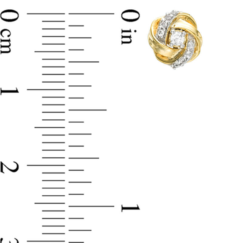 1/8 CT. T.W. Diamond Love Knot Stud Earrings in 10K Gold
