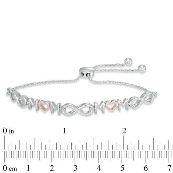 Diamond Accent Infinity Mom Bolo Bracelet in Sterling Silver and 10K Rose Gold - 9.5"
