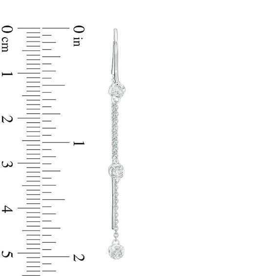 1/4 CT. T.w. Diamond Three Stone Threader Earrings in 10K White Gold