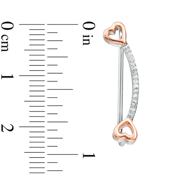 1/10 CT. T.w. Diamond Side Hearts Curved Crawler Earrings in Sterling Silver and 10K Rose Gold
