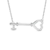 Thumbnail Image 1 of 1/10 CT. T.W. Diamond Sideways Heart Key Necklace in Sterling Silver