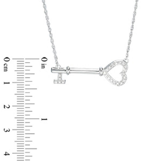 1/10 CT. T.w. Diamond Sideways Heart Key Necklace in Sterling Silver