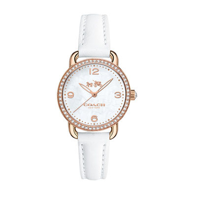 Ladies' Coach Delancey Crystal Accent Strap Watch with Mother-of-Pearl Dial  (Model: 14502453) | Zales