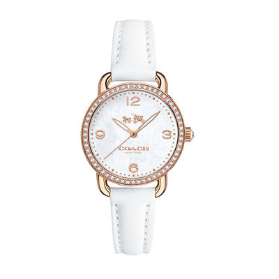 Ladies' Coach Delancey Crystal Accent Strap Watch with Mother-of-Pearl Dial (Model: 14502453) | Zales Ladies' Coach Delancey Crystal Accent Strap Watch with Mother-of-Pearl Dial (Model: 14502453) | Zales