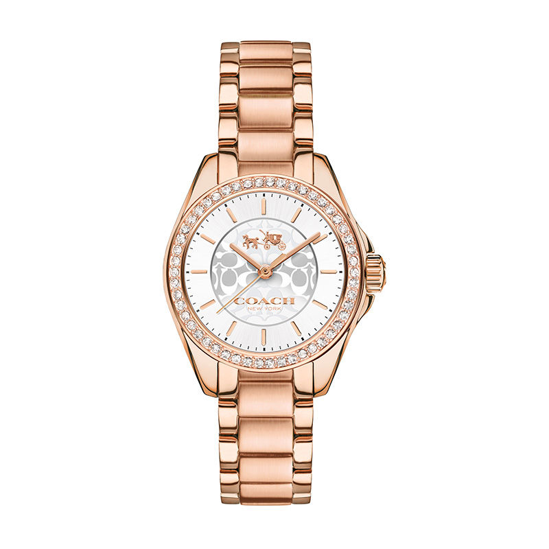 Main Image 1 of Ladies' Coach Tristen Crystal Accent Rose-Tone Watch with Silver-Tone Dial (Model: 14502466)