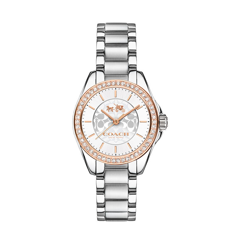 Ladies' Coach Tristen Crystal Accent Two-Tone Watch with Silver-Tone Dial (Model: 14502467)