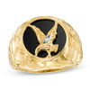 Thumbnail Image 0 of Men's Onyx Eagle and Diamond Accent Signet Ring in 10K Gold