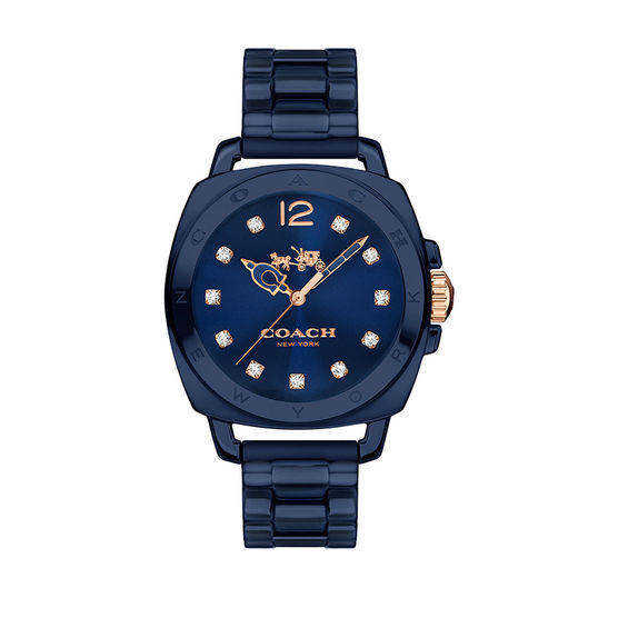 Ladies' Coach Boyfriend Navy Ceramic Watch with Dark Blue Dial (Model: 14502502)