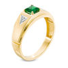 Thumbnail Image 2 of Men's 5.0mm Square Lab-Created Emerald and Diamond Accent Ring in 10K Gold
