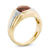 Thumbnail Image 1 of Men's 8.0mm Cushion-Cut Garnet and Diamond Accent Comfort Fit Ring in 10K Gold