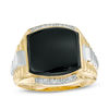 Thumbnail Image 0 of Men's 13.0mm Cushion-Cut Onyx Stepped Shank Ring in 10K Two-Tone Gold