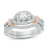Thumbnail Image 1 of 5/8 CT. T.W. Princess-Cut Diamond Vintage-Style Bridal Set in 14K Two-Tone Gold