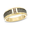 Thumbnail Image 1 of 1/10 CT. T.W. Champagne Diamond Three Stone Band in 10K Gold with Black Rhodium
