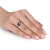 Thumbnail Image 2 of 9.0 - 9.5mm Black Cultured Tahitian Pearl and 1/15 CT. T.W. Diamond Bypass Ring in Sterling Silver