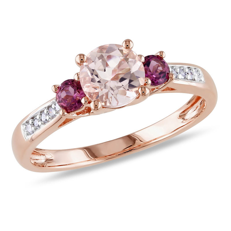 Round Cut Gem Stone Pink Morganite Engagement Ring On10k Rose Gold