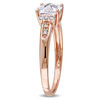 Thumbnail Image 2 of 6.0mm Cushion-Cut Lab-Created White Sapphire and Diamond Accent Ring in 10K Rose Gold