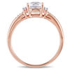 Thumbnail Image 3 of 6.0mm Cushion-Cut Lab-Created White Sapphire and Diamond Accent Ring in 10K Rose Gold