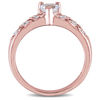 Thumbnail Image 3 of 5.0mm Heart-Shaped Aquamarine and Diamond Accent Vintage-Style Ring in Sterling Silver with Rose Rhodium