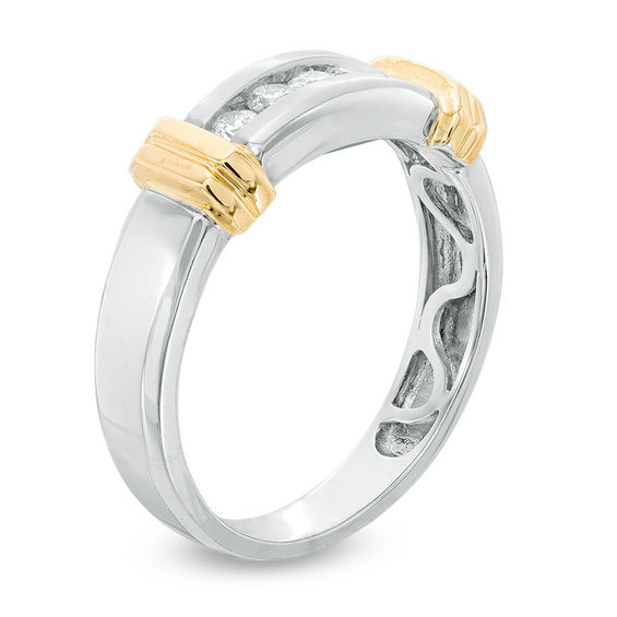 1/4 CT. T.w. Diamond Five Stone Wedding Band in 10K Two-Tone Gold