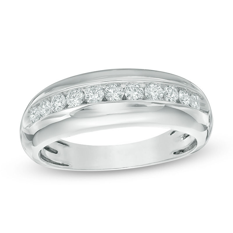 Men's 1/2 CT. T.W. Diamond Wedding Band in 14K White Gold