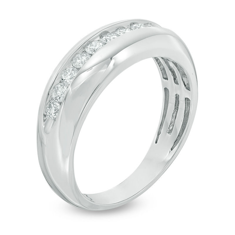 Men's 1/2 CT. T.W. Diamond Wedding Band in 14K White Gold