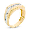 Thumbnail Image 2 of Men's 1/10 CT. T.W. Diamond Five Stone Wedding Band in 10K Two-Tone Gold