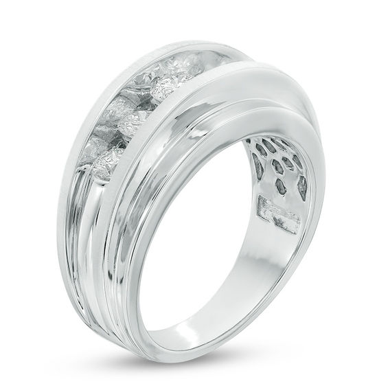 1-1/2 CT. T.w. Diamond Five Stone Wedding Band in 14K White Gold