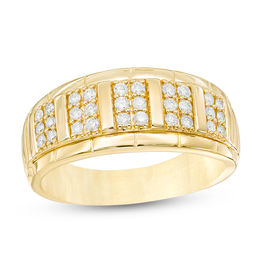 1/2 CT. T.W. Composite Rectangle Diamond Grooved Wedding Band in 14K Gold