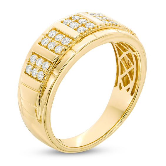 1/2 CT. T.w. Composite Rectangle Diamond Grooved Wedding Band in 14K Gold