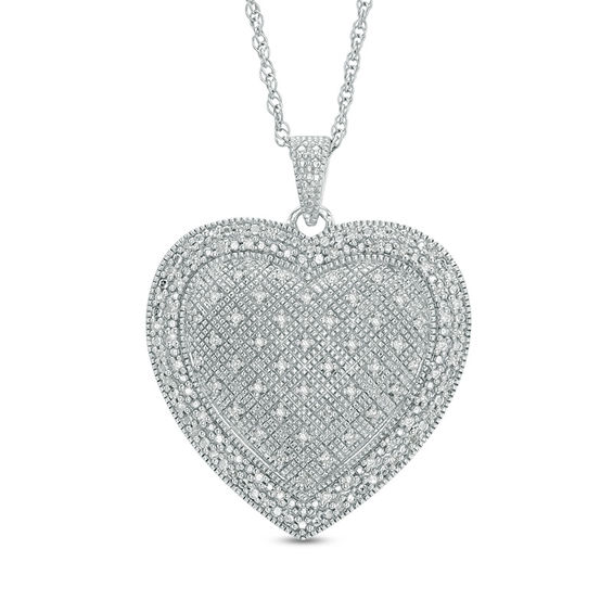 1/2 CT. T.W. Diamond Heart Pendant in Sterling Silver | Heart Necklaces ...