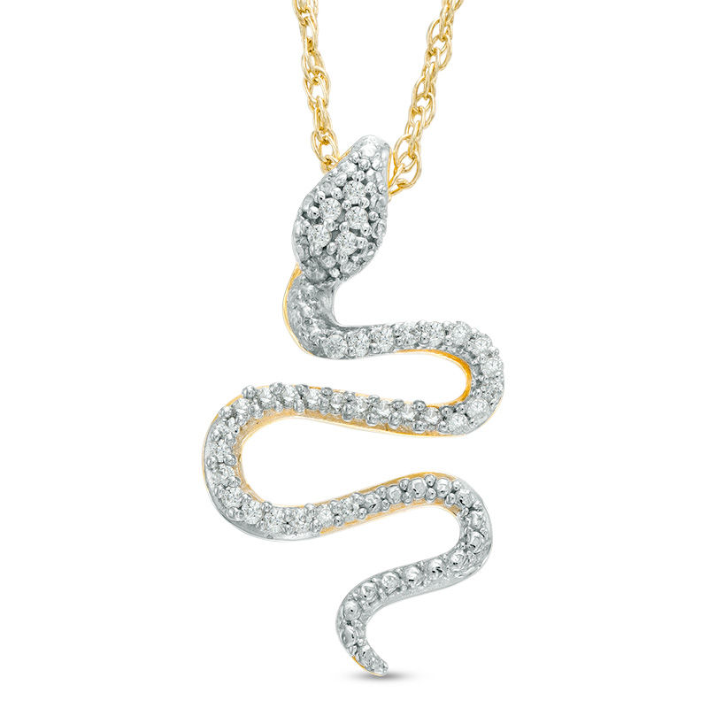 Main Image 1 of 1/10 CT. T.W. Diamond Snake Pendant in 10K Gold