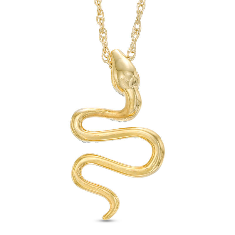 Main Image 2 of 1/10 CT. T.W. Diamond Snake Pendant in 10K Gold