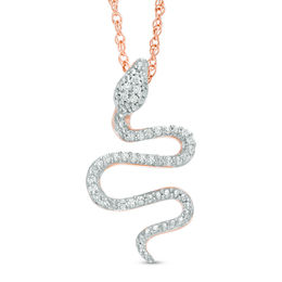 1/10 CT. T.W. Diamond Snake Pendant in 10K Rose Gold