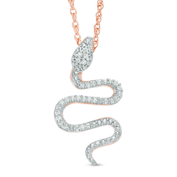 1/10 CT. T.w. Diamond Snake Pendant in 10K Rose Gold