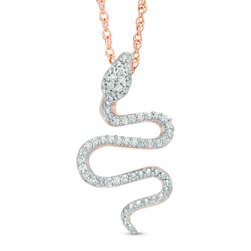 Main Image 1 of 1/10 CT. T.W. Diamond Snake Pendant in 10K Rose Gold